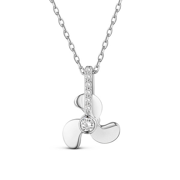 

PandaHall SHEGRACE 925 Sterling Silver Pendant Necklaces, with Grade AAA Cubic Zirconia, Windmill, with S925 Stamp, Platinum, 15-3/8 inch..., Clear