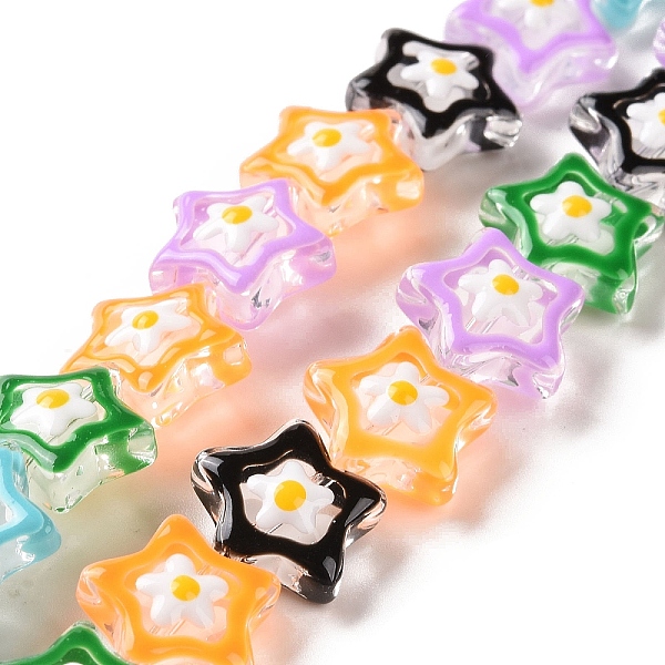 

PandaHall Handmade Lampwork Beads Strands, with Enamel, Star, Mixed Color, 12.5~13x12~12.5x6.5~7mm, Hole: 1.2mm, about 33pcs/strand, 14.61''..., Multicolor