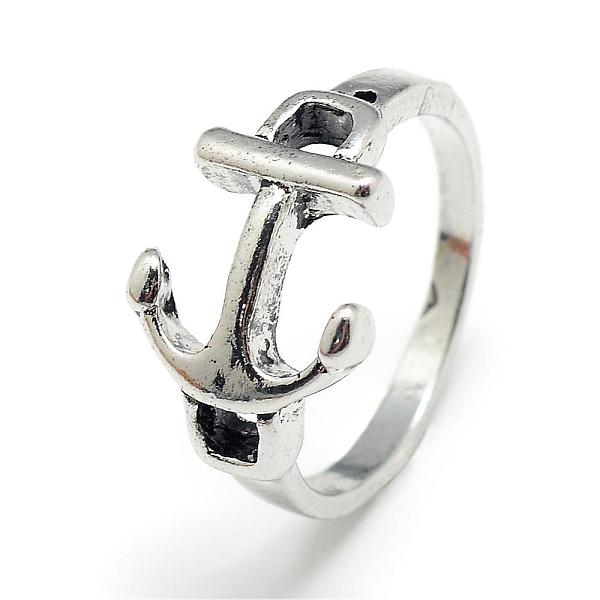 

PandaHall Alloy Finger Rings, Anchor, Size 8, Antique Silver, 18mm Alloy