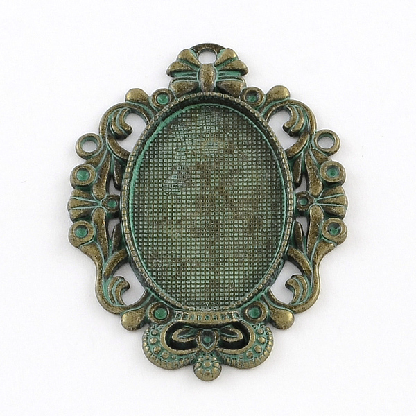 

PandaHall Zinc Alloy Flower Pendant Oval Tray Settings, Cadmium Free & Nickel Free & Lead Free, Antique Bronze & Green Patina, 48x35x2mm...
