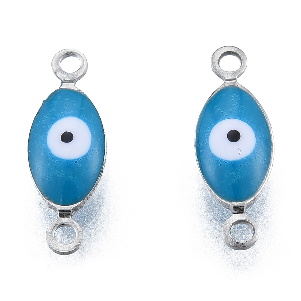 

PandaHall 304 Stainless Steel Enamel Connector Charms, Stainless Steel Color, Horse Eye, Steel Blue, 14.5x5x3mm, Hole: 1.2mm 304 Stainless...