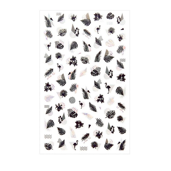

PandaHall Shining Watermark Slider Art Stickers, 3D Hot Stamping Nail Decals, Self Adhesive, for Manicure Decorations, Leaf Pattern..., Black