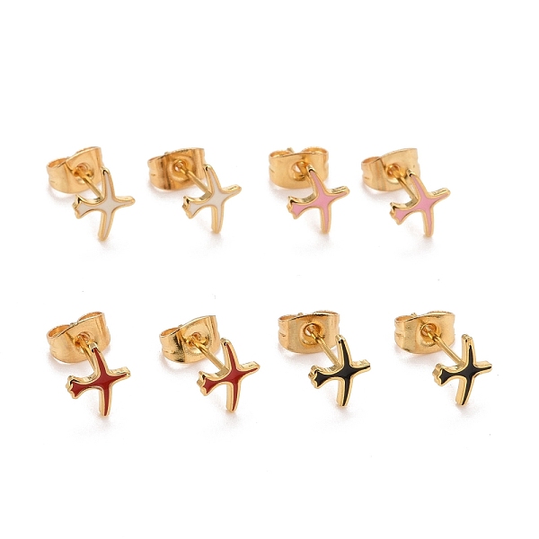 

PandaHall 304 Stainless Steel Enamel Stud Earrings, with 316 Surgical Stainless Steel Pin, Golden, Bird, Mixed Color, 7x8x1mm, Pin: 0.7mm..., Multicolor