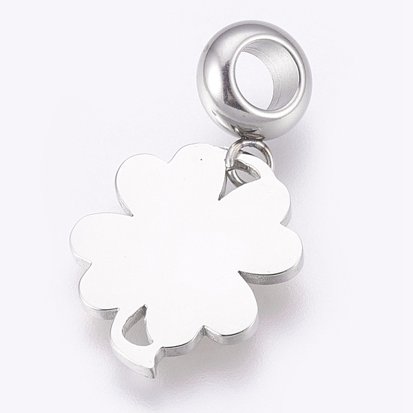 

PandaHall 304 Stainless Steel European Dangle Charms, Large Hole Pendants, with Enamel, Clover, Stainless Steel Color, Sea Green, 26mm, Hole...