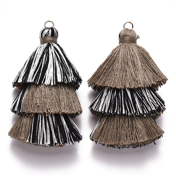 

PandaHall Cotton Tassel Big Pendant Decorations, with Light Gold Plated Iron Jump Rings, Camel, 70~75x22~30x22~30mm, Hole: 4.5mm Cotton..., Brown