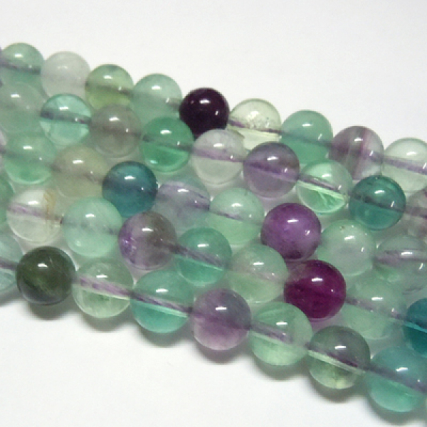 PandaHall Natural Fluorite Beads Strands, Grade A, Round, 10mm, Hole: 1mm Fluorite Round