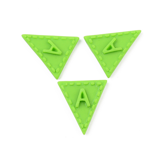 

PandaHall Opaque Resin Cabochons, Triangle with Letter.A, Lime, 20x18x4.5mm Resin Letter A Green