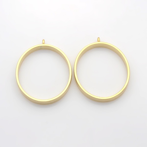 

PandaHall Matte Alloy Oval Pendants, Golden, 50x39x5mm, Hole: 3mm: 3mm, 35x41mm inner diameter Alloy Oval