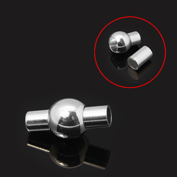 

PandaHall Rack Plating Brass Magnetic Clasps with Glue-in Ends, Nickel Free, Oval, 925 Sterling Silver Plated, 13x6mm, Hole: 2mm Brass Oval