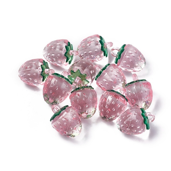 

PandaHall Transparent Korea Acrylic Pendants, Strawberry, Pink, 18.8x13.5x13.5mm, Hole: 3mm Acrylic Fruit Pink