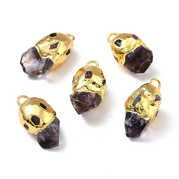 

PandaHall Natural Amethyst Pendants, with Golden Tone Brass Findings, Lead Free & Cadmium Free, Nuggets, 29~35x16~17.5x14.5~17mm, Hole...