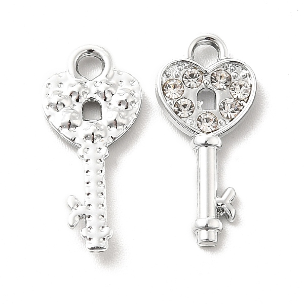 

PandaHall UV Plating Alloy Pendants, with Crystal Rhinestone, Heart Skeleton Key Charms, Platinum, 18.5x8.5x2mm, Hole: 2x1.7mm..., Clear