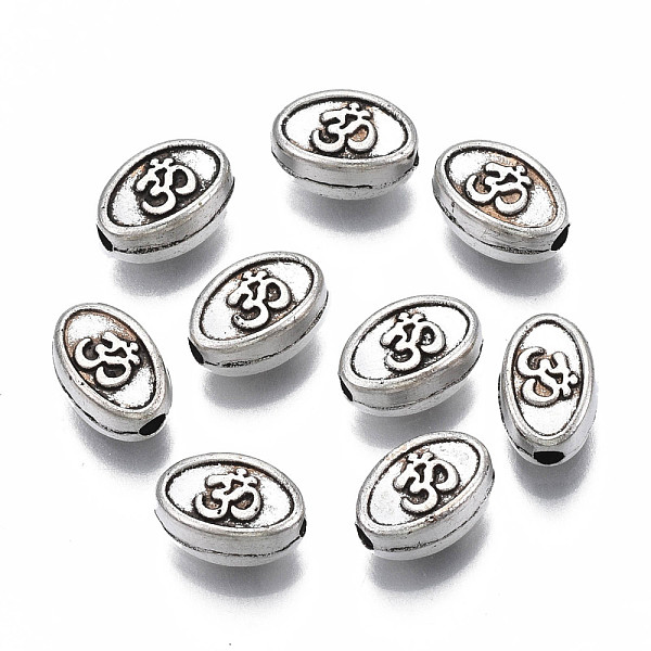 

PandaHall Tibetan Style Alloy Beads, Cadmium Free & Lead Free, Oval with Ohm/Aum, Antique Silver, 8x5x4mm, Hole: 1.5mm, about 1810pcs/1000g...