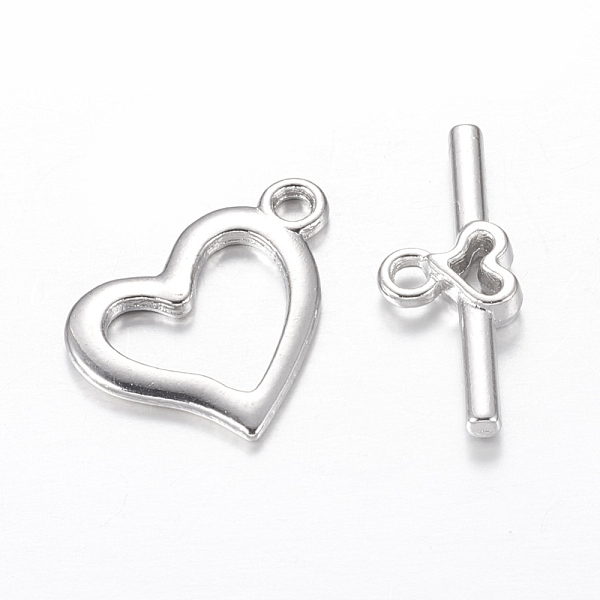 

PandaHall Alloy Toggle Clasps, Cadmium Free & Lead Free, Platinum, Heart: 15x19mm, hole: 1.8mm, Bar: 22x9mm, Hole: 1.8mm. Alloy Heart