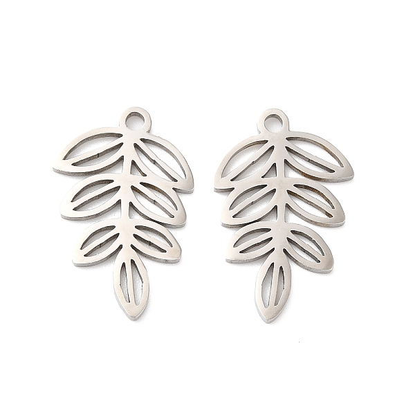

PandaHall 201 Stainless Steel Pendants, Laser Cut, Hollow, Leafy Branch Charms, Stainless Steel Color, 20x12.5x1mm, Hole: 1.4mm 201...