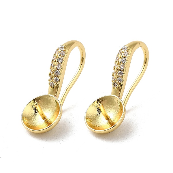 

PandaHall Rack Plating Brass Micro Pave Cubic Zirconia Earrings Hooks, Ear Wire with Pinch Bails for Half Drill Beads, Cadmium Free & Lead..., Clear