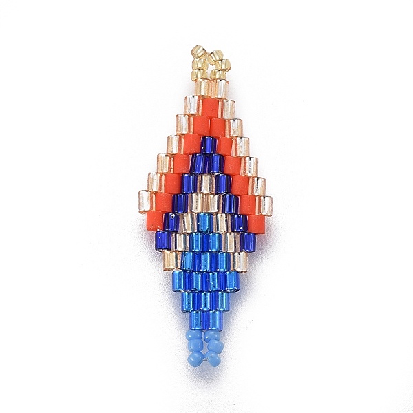 

PandaHall MIYUKI & TOHO Handmade Japanese Seed Beads Links, Loom Pattern, Rhombus, Dodger Blue, 32.5~33x12.5~13.5x1.7mm, Hole: 1.2~1.5mm...