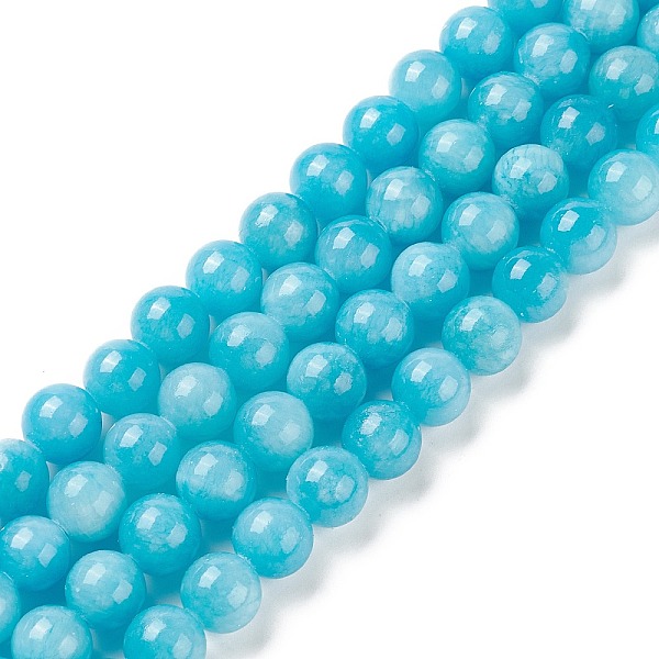 PandaHall Natural Mashan Jade Round Beads Strands, Dyed, Deep Sky Blue, 10mm, Hole: 1mm, about 41pcs/strand, 15.7 inch Mashan Jade Round...