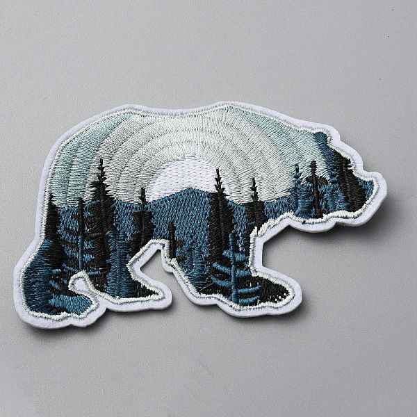 

PandaHall Polar Bear with Scenery Computerized Embroidery Cloth Iron on/Sew on Patches, Costume Accessories, Light Blue, 58x92x1.3mm...
