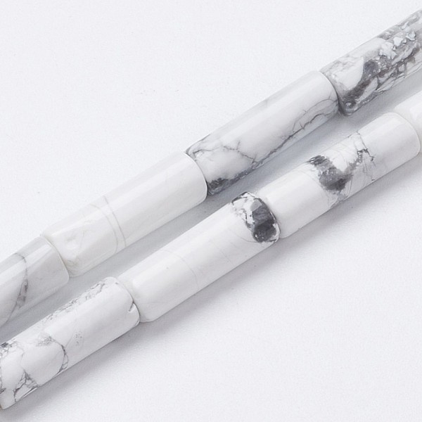 

PandaHall Natural Howlite Bead Strands, Tube, 13~14x3.5~5mm, Hole: 1mm, about 29pcs/strand, 15.1~15.7 inch(385~400mm) Howlite Tube