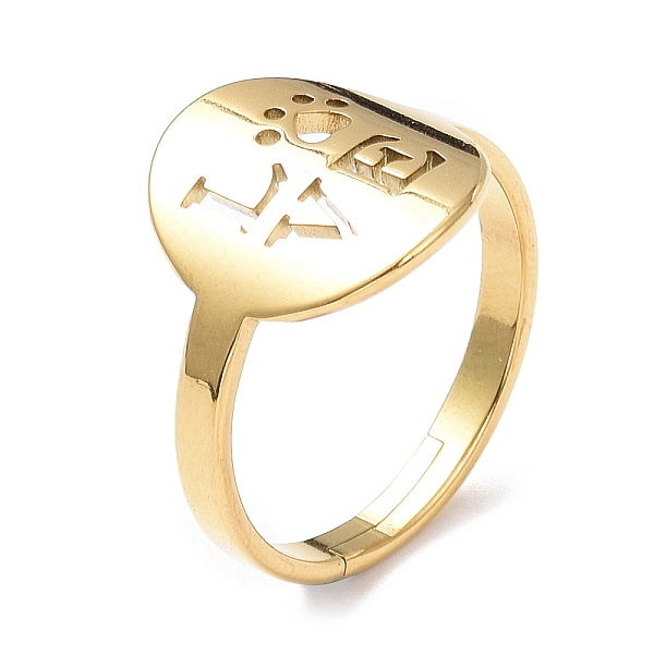 

PandaHall Ion Plating(IP) 304 Stainless Steel Word Love Adjustable Ring for Women, Golden, US Size 6 1/4(16.7mm) 304 Stainless Steel