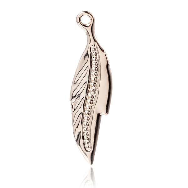 

PandaHall Nickel Free & Lead Free Alloy Leaf Pendants, Long-Lasting Plated, Light Gold, 34x9x1.5mm, Hole: 1.5mm Alloy Leaf