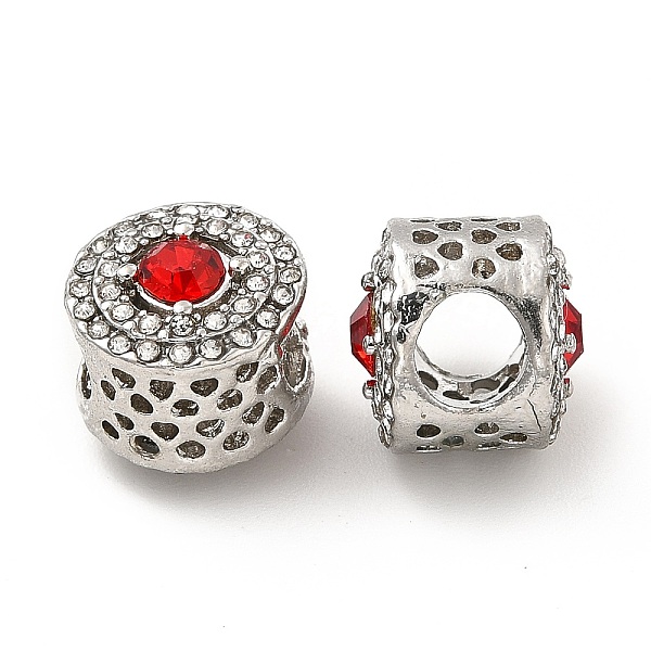 

PandaHall Rack Plating Alloy Rhinestone European Beads, Large Hole Beads, Flat Round, Platinum, 11.5x11mm, Hole: 5mm Alloy+Rhinestone Flat..., Red