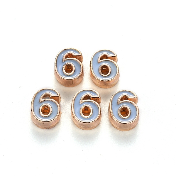 

PandaHall Alloy Enamel Beads, Number, Cadmium Free & Lead Free, Light Gold, Light Steel Blue, Num.6, 10x7x3mm, Hole: 1.5mm Alloy+Enamel...