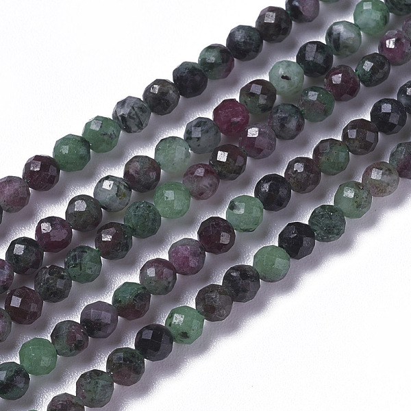 

PandaHall Natural Ruby in Zoisite Beads Strands, Faceted, Round, 3~3.5x2.5~3mm, Hole: 0.3mm, about 114~141pcs/strand, 15.1~16.4 inch...