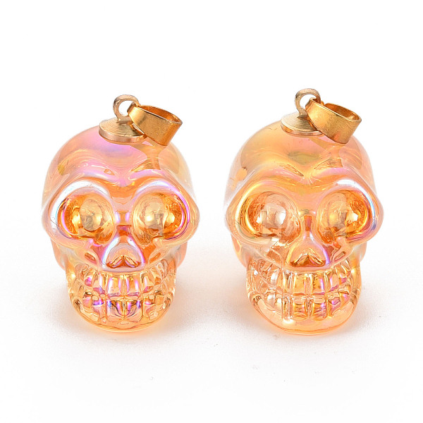 

PandaHall Electroplate K9 Glass Pendants, with Golden Plated Brass Bails, Skull, Halloween, Sandy Brown, 25x26~27x19mm, Hole: 5x3mm K9 Glass...