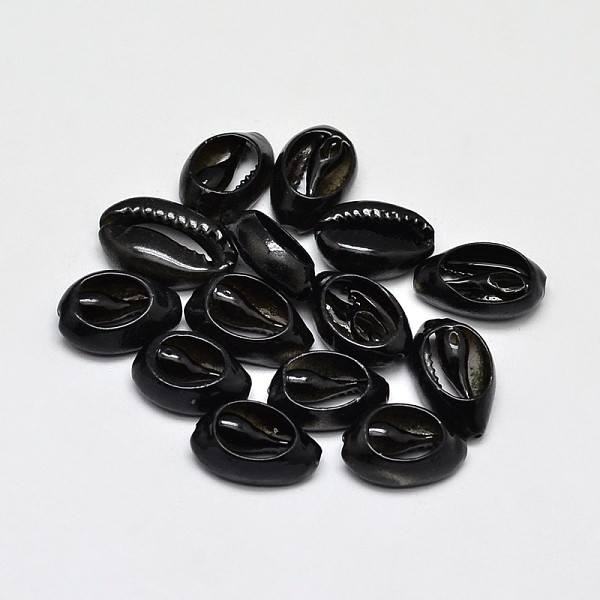 

PandaHall Natural Cowrie Shell Beads, Dyed, Oval, No Hole, Black, 5~20x10~13x5~7mm Cowrie Shell Oval Black