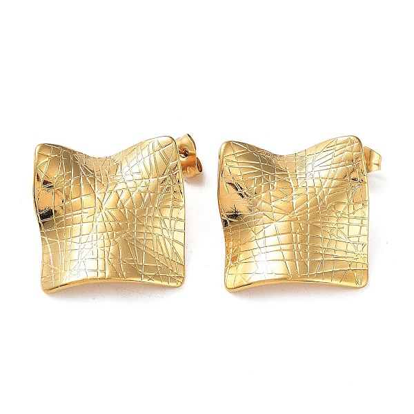 

PandaHall Ion Plating(IP) 304 Stainless Steel Textured Square Ear Studs for Women, Real 18K Gold Plated, 30.5x30.5mm 304 Stainless Steel...