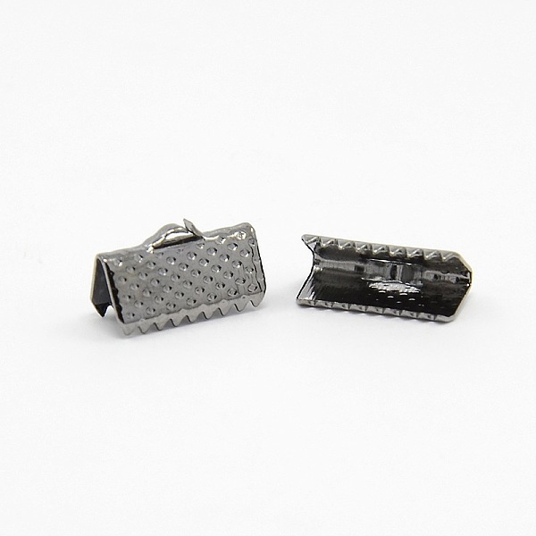 

PandaHall Iron Ribbon Crimp Ends, Gunmetal, 7x13mm, Hole: 2mm Iron