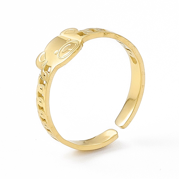 

PandaHall Ion Plating(IP) 304 Stainless Steel Open Cuff Ring for Women, Bear, Real 14K Gold Plated, US Size 6 1/2, 2.5mm, Inner Diameter...