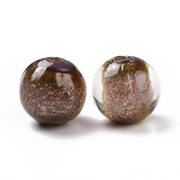 Handmade Gold Sand Lampwork Beads