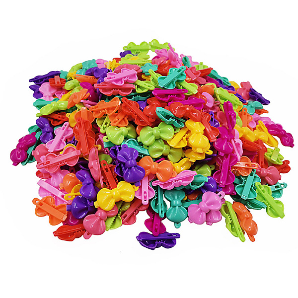 

PandaHall Kids Hair Accessories, Plastic Hair Clips, Bowknot, Mixed Color, 43x21.5mm Plastic Multicolor