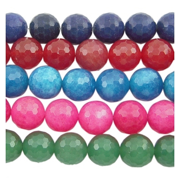 

PandaHall Natural White Jade Gemstone Bead Strands, Dyed, Faceted Round, Mixed Color, 8mm, Hole: 1mm, about 48pcs/strands, 15.5 inch White..., Multicolor