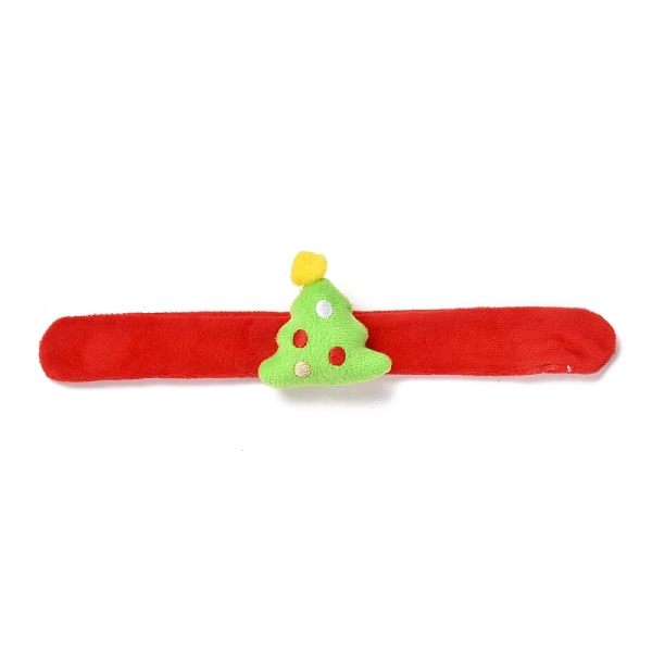 PandaHall Christmas Slap Bracelets, Snap Bracelets for Kids and Adults Christmas Party, Christmas Tree, Lawn Green, 24.5x2.5x0.2cm Alloy...