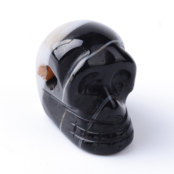 

PandaHall Natural Black Agate Beads, Skull, 15~17x19~22x9~13mm, Hole: 3~4mm Black Agate Skull