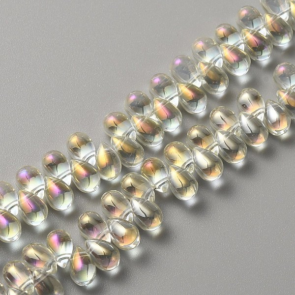 

PandaHall Electroplate Glass Beads, Top Drilled, Teardrop, Lemon Chiffon, 8.5x5x5.5mm, Hole: 0.8mm Glass Teardrop
