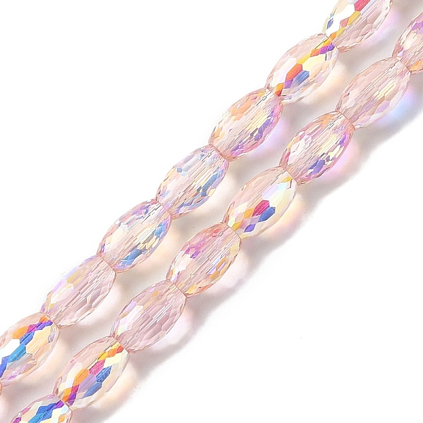 

PandaHall AB Color Plated Transparent Electroplate Beads Strands, Faceted, Oval, Misty Rose, 10x6mm, Hole: 1.2mm, about 60pcs/strand...