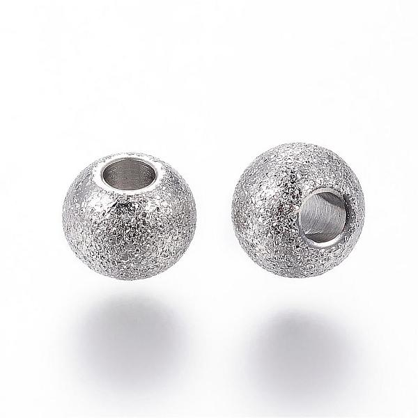 

PandaHall 304 Stainless Steel Textured Beads, Round, Stainless Steel Color, 6x5mm, Hole: 2mm 304 Stainless Steel Round