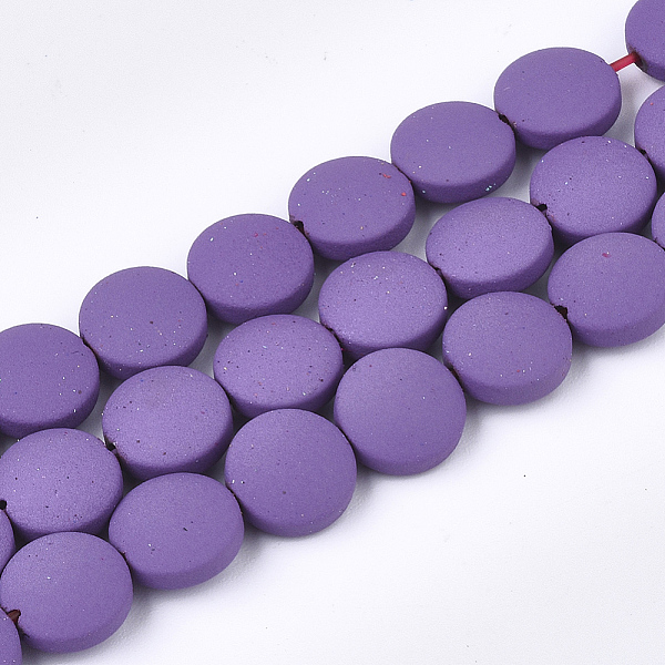

PandaHall Spray Painted Non-magnetic Synthetic Hematite Beads Strands, Flat Round, Dark Orchid, 8.5x4mm, Hole: 1mm, about 48pcs/strand, 15.7..., Purple