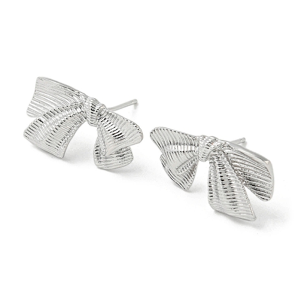 

PandaHall Bowknot Rack Plating Brass Stud Earrings, Long-Lasting Plated, Lead Free & Cadmium Free, Platinum, 13~13.5x23.5~24mm Brass Bowknot