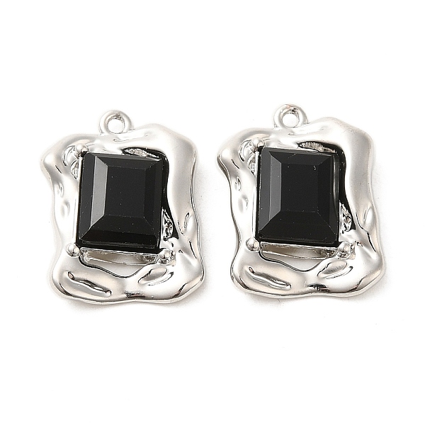 

PandaHall Glass Pendants, with Rack Plating Alloy Findings, Rectangle, Black, 22x16x5mm, Hole: 1.4mm Alloy+Glass Rectangle Black