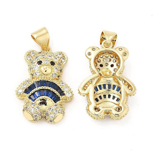 

PandaHall Brass Micro Pave Cubic Zirconia Pendants, Bear Charm, Golden, Midnight Blue, 21x15x5mm, Hole: 4x3mm Brass+Cubic Zirconia Bear