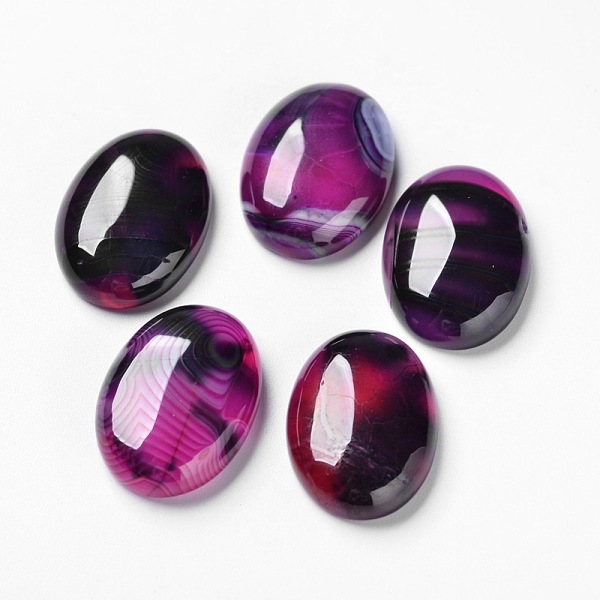 

PandaHall Natural Dragon Veins Cabochons, Flat Back, Oval, Dyed, Deep Pink, 24.5x17x6mm Natural Agate Oval Pink