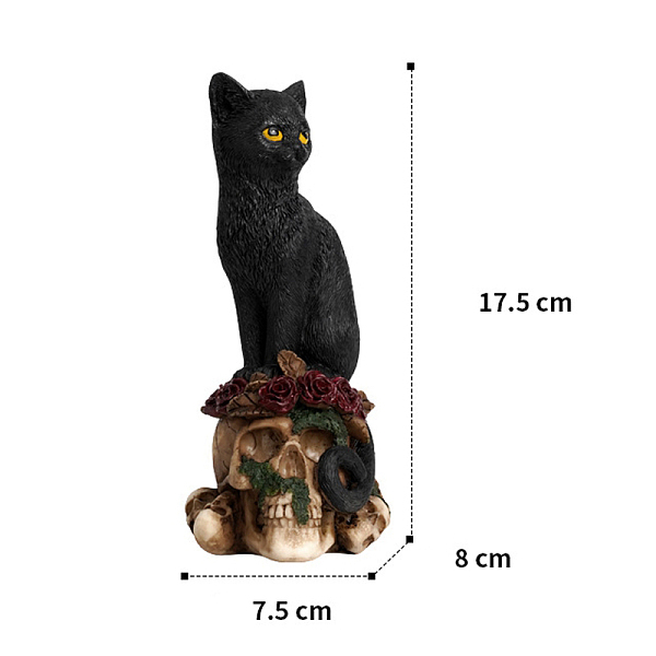 PandaHall Halloween Resin Figurines, for Home Desktop Decoration, Cat Shape, 80x75x175mm Resin Cat Shape Black