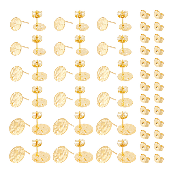 

PandaHall Unicraftale 36Pcs 3 Style 201 Stainless Steel Flat Round Stud Earring Findings, with 304 Stainless Steel Pins, Golden...