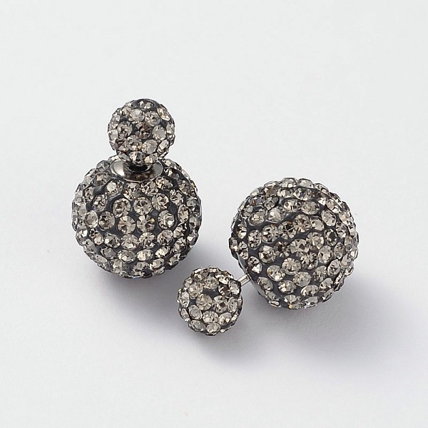 

PandaHall Double Austrian Crystal Ball Ear Studs, with 925 Sterling Silver Pins and Brass Findings, 001SSHA_Crystal Silver Shade, 6~12mm...